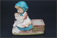 VINTAGE PORCELAIN GIRL WITH BABY AND SHEEP