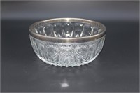 CRYSTAL BOWL WITH SILVER RIM