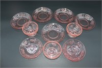 10 PIECES PINK DEPRESSION GLASS