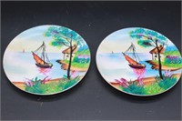 2 HAND PAINTED ASIAN SMALL PLATES