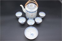 CHINESE TEA SET WITH 5 CUPS AND 1 BOWL