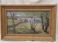 1904 signed European Oil painting on canvas tree,