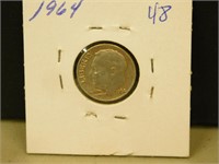1964 US Roosevelt Silver 10 Cent Coin