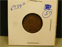 1939 D  US Wheat One Cent Coin