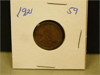 1921 US Wheat One Cent Coin