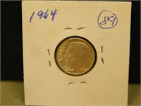 1964 US Rooselvelt Silver 10 Cent Coin