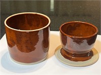 Beautiful signed brown glazed pottery