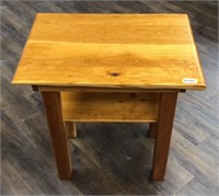 Cherry Side End Table with Shelf  Natural Finish