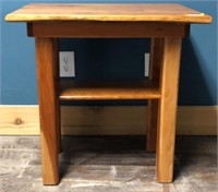 Cherry Live Edge Side End Table with Shelf