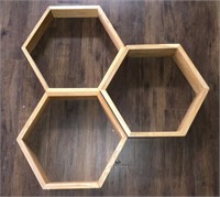 Oak Shelves Floating Hexagon Honeycomb 18.5x4