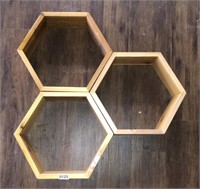 Cedar Pine Shelves Floating Hexagon Honeycomb