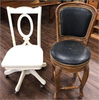 Swivel White Wood and Dark Wood Chairs
