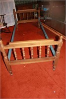 TWIN WOOD BED HEAD/FOOT BOARD WITH RAILS