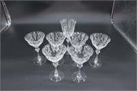 LOT OF 7 CRYSTAL STEMS - FLORAL ETCHED