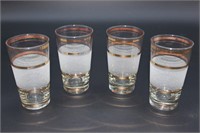 SET OF 4 MCM DRINKING GLASSES - GOLD AND FROST