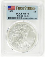 Coin 2020 Silver Eagle 1st Strike PCGS-MS70