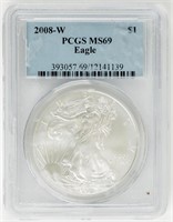 Coin 2008-W Silver Eagle, PCGS-MS69