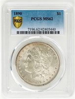 Coin 1890 Morgan Silver Dollar, PCGS- MS62