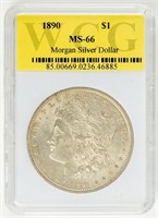 Coin 1890 Morgan Silver Dollar, WCG-MS66