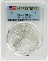 Coin 2022 Silver Eagle, 1st Strike, PCGS-MS70