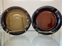 2 Vintage Coloured Glass Ashtrays