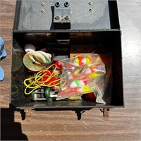Metal Tackle Box with Fishing Gear