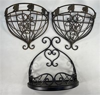 Ornate Wire Plant Baskets & Shelf