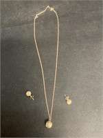 14K Gold Necklace & Matching Earrings,3.3 Grams