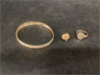 10K Gold Bracelet,Ring and Pin,9.26 Grams