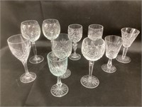 Variety of 10 Crystal Wine Glasses