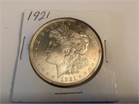 1921 P Morgan Silver Dollar,XF,cleaned