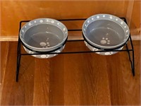 Pet bowls and stand flawed bowl
