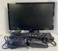 Acer Model S242HL LCD Monitor, HP Keyboard,