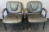 Pair of Faux Leather Metal Frame Office Chairs