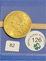 1901 10  Dollar Gold Unc