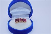 10 K YELLOW GOLD 5 STONE RUBY RING
