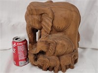Wood carved elephant 10.5"h