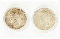 Coin 2 Peace Dollars, 1923+1924, XF-AU