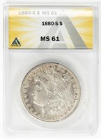 Coin 1880-S Morgan, ANACS- MS61