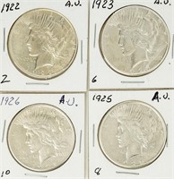 Coin 4 Peace Dollars All with AU details