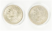 Coin 2 Morgan Silver Dollars,1883-O+1884-O,AU