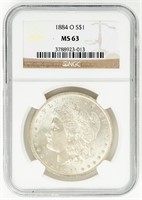 Coin  1884-O Morgan Silver Dollar, NGC- MS63