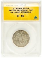 Coin 1740-HM10 Ore Sweden ANACS - EF40