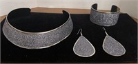 Stainless steel choker Earrings and Cuff