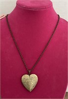 Brasstone Engraved Heart locket Pendant with