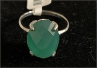 Agate sterling silver solitaire ring (size 11)