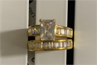 Diamond ring set in goldtone (size 6)