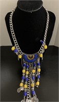 Blue and yellow. chroma statement necklace