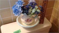 vintage pitcher basin w/flowers