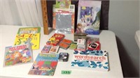Color books, card games, stickers, word search